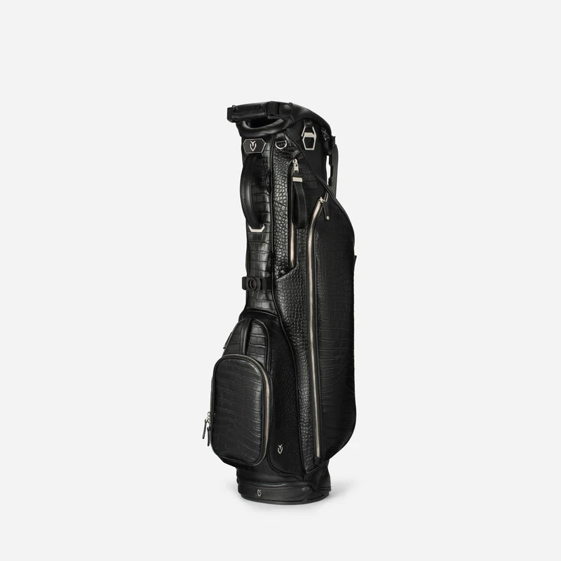 Sunday IV Leather Stand in Croc Black Leather