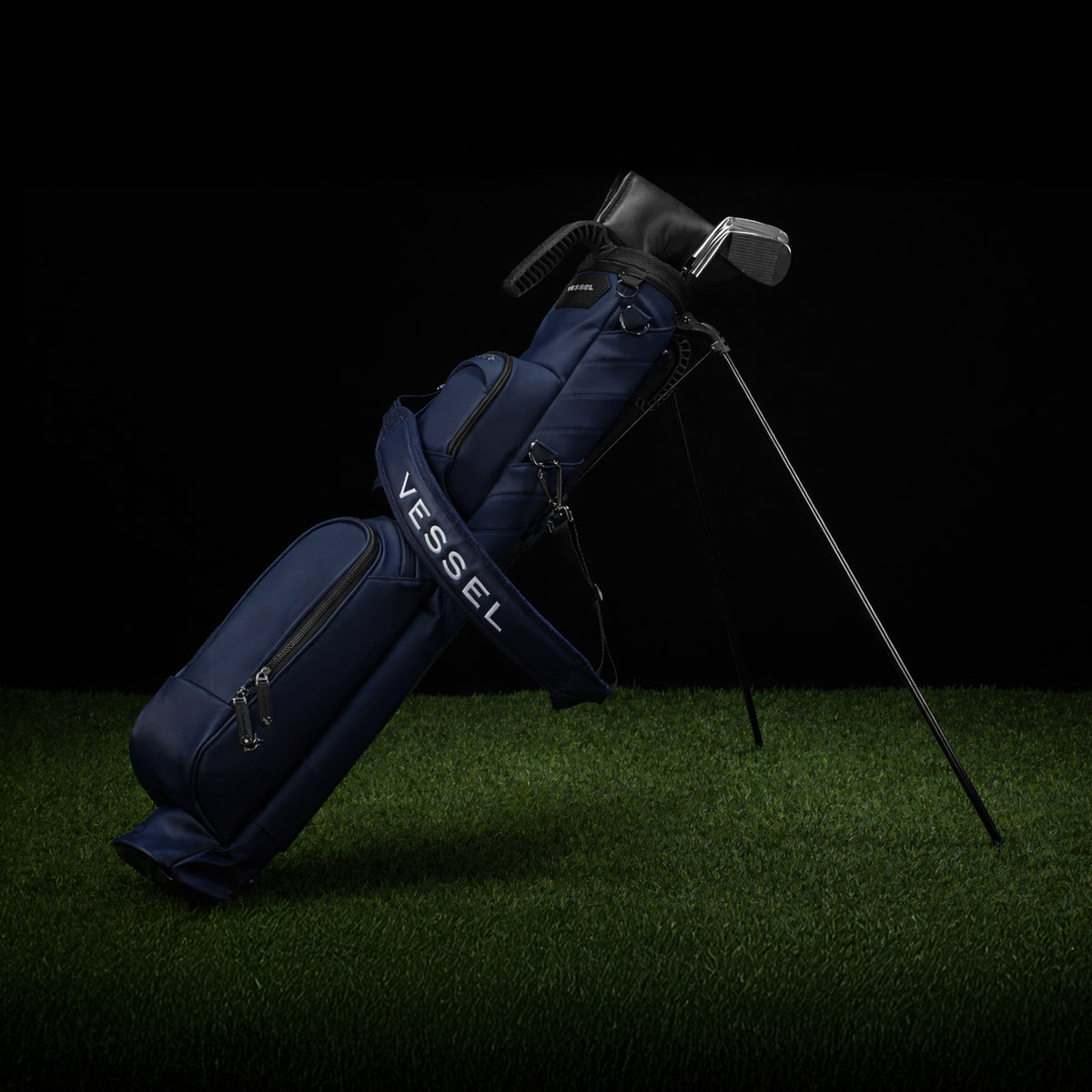 Pencil Stand Bag in Pebbled Navy