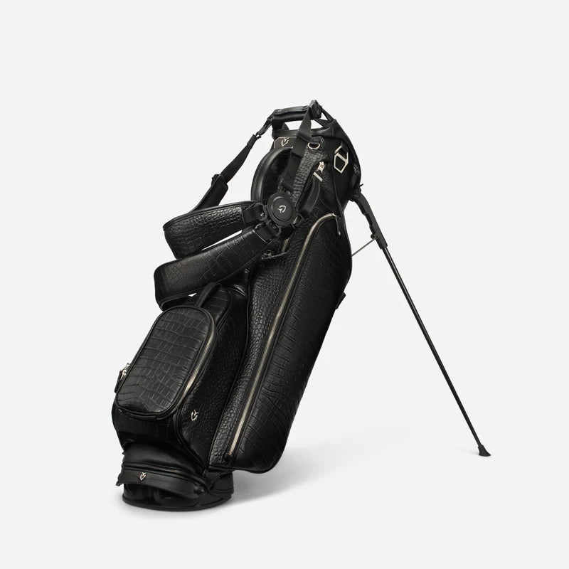 Sunday IV Leather Stand in Croc Black Leather
