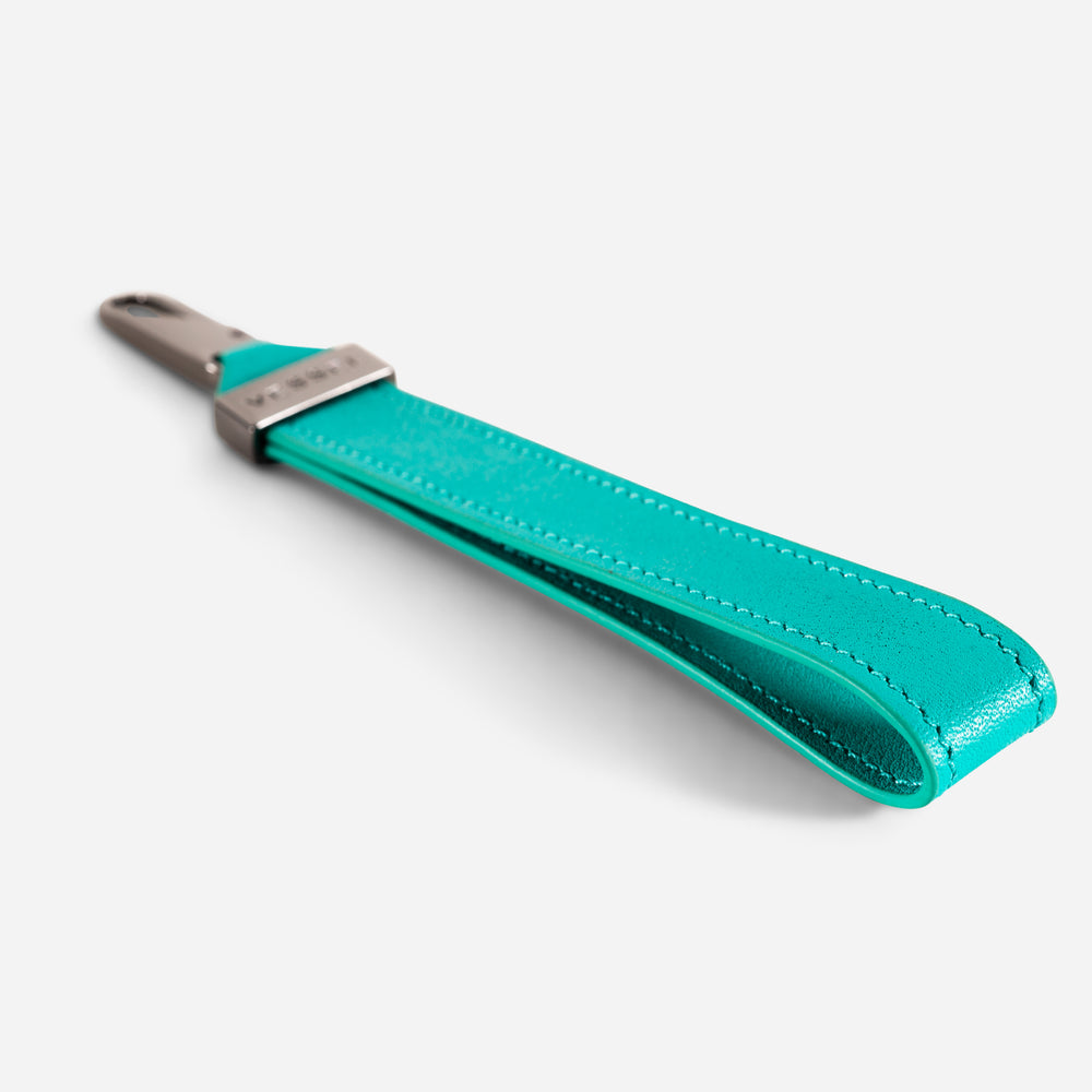 Leather Loop Pull in Teal