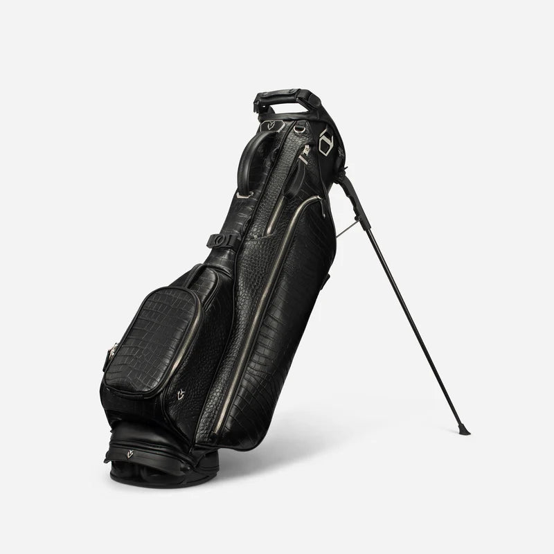 Sunday IV Leather Stand in Croc Black Leather